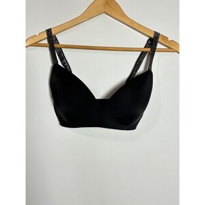 Victoria's Secret Very Sexy Logo Shine Sparkle Strap Black T-Shirt Bra Size 32DD